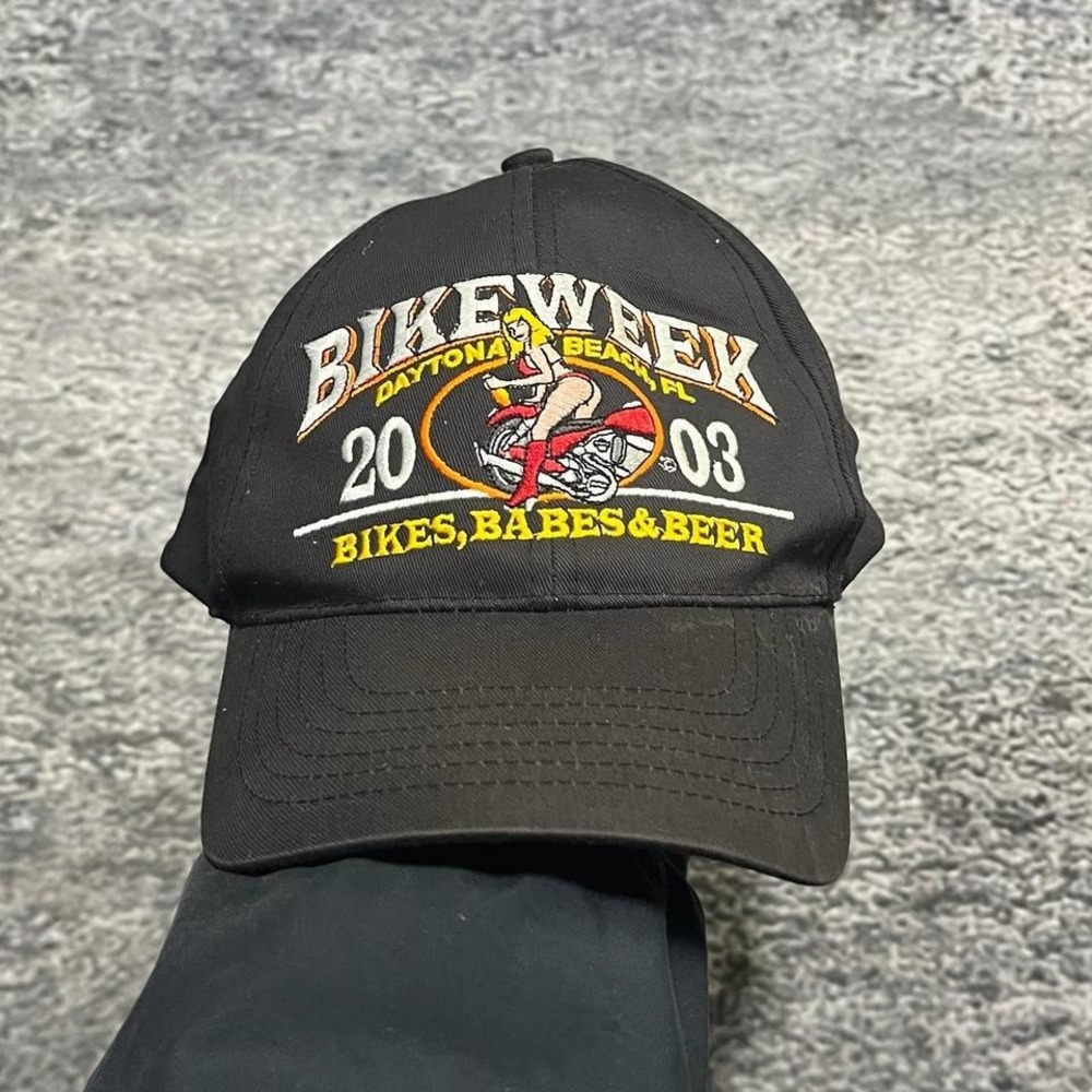 Vintage Bike Week 2003 Daytona Beach Snapback Hat Black Embroidered Adjustable